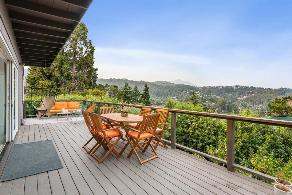 Deck with view of Mt Tam